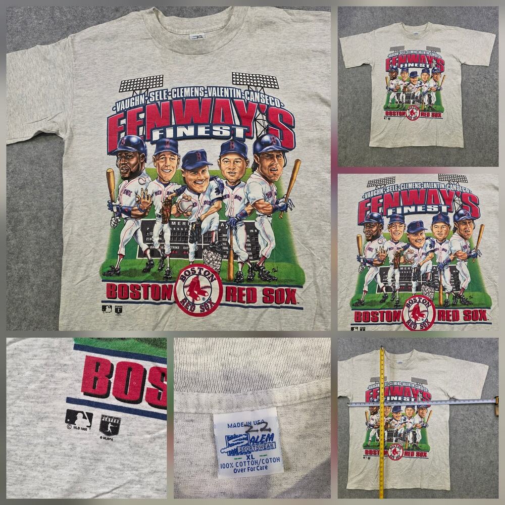 Vintage Boston Red Sox Fenways T Shirt Mens XL MLB Baseball Salem 90s Caricature